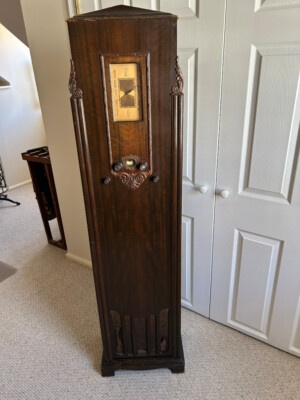 Beautiful Antique Colonial Grandfather Clock Radio | eBay