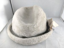 Vintage Beige Duchess Italy Fur Felt Hat Ladies Womens - Brown Lucite Motif