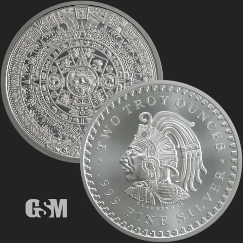 Golden State Mint (GSM) Aztec Mayan Calendar 2 oz Silver Round - Picture 3 of 3