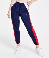 Reebok Vector Track Pants Joggers Woven Women's Sz Large Blue White Red NWT