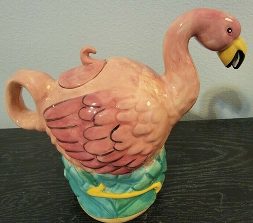 Heather Goldminc Blue Sky Clayworks Flamingo Teapot - Picture 4 of 6