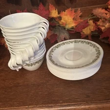 Corelle Hook Handle Spring Blossom Crazy Daisy Coffee Cups Saucers 11 Sets