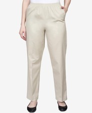NWT 49 SZ 8 Alfred Dunner All Around Elastic Waist Cotton Twill Pants STONE