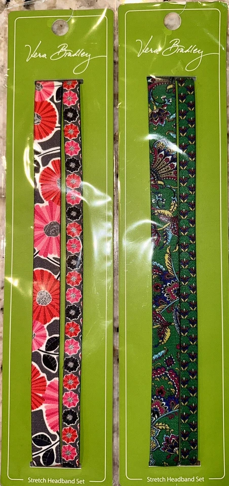 JUEGO DE DIADEMA ELÁSTICA COLORIDA VERA BRADLEY NUEVO EN PAQUETE Elástica #14236 ALEGRE O ESMERALDA Foto 2 de 4