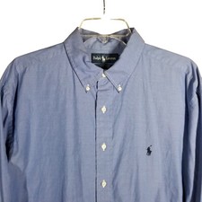 Ralph Lauren 17 34/35 Yarmouth Pinpoint Oxford Blue Long Sleeve Cotton Vintage
