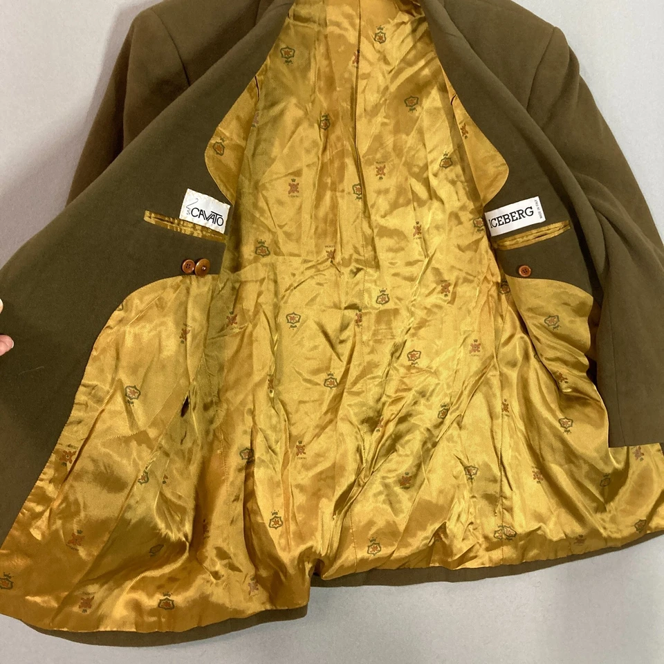 Chaqueta Blazer Abrigo ICEBERG Vintage VW Escarabajo Cachemira Verde Talla XL Forrada Foto 2 de 4