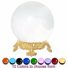 Crystal Ball 50mm Sphere for Feng Shui, Meditation, Decor, with Gold Eagle Stand