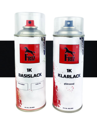 FRIZ Spraydosen Set 400ml für Ford JAYCWWA Panther Schwarz Met + 400ml Klarlack