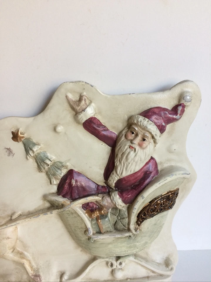 Primitive Antique Tin Style Santa Sleigh Reindeer Silver Resin Chocolate Mold - Image 4 of 4