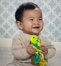 Infantino Turtle Jingle Sea Charms Baby Teether  Rattle With Polka Dot Straps