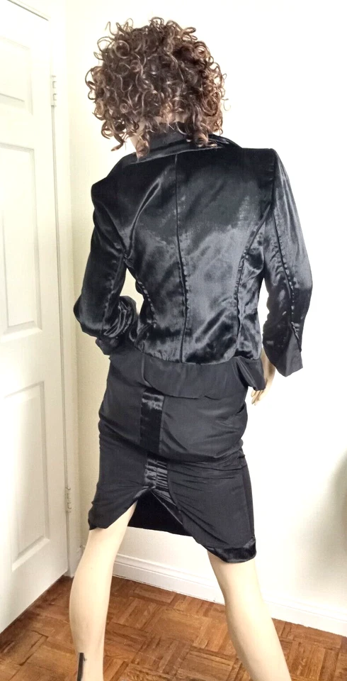 YVES SAINT LAURENT RIVE GAUCHE ЖЕНЩИН ЧЕРНЫЙ ШЕЛК И ВИСКОЗА ЮБКА КОСТЮМ РАЗМЕР 4-6 НОВЫЙ! - Изображение 2 из 4