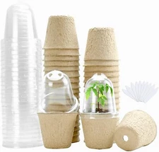JOPY 30 Pack 3.15 Inch Plant Nursery Pots with Humidity Dome Seed Starter Peat