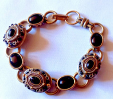 MICHAL GOLAN New York Designer handgefertigtes Vintage schwarzes Onyx Armband 7,5"