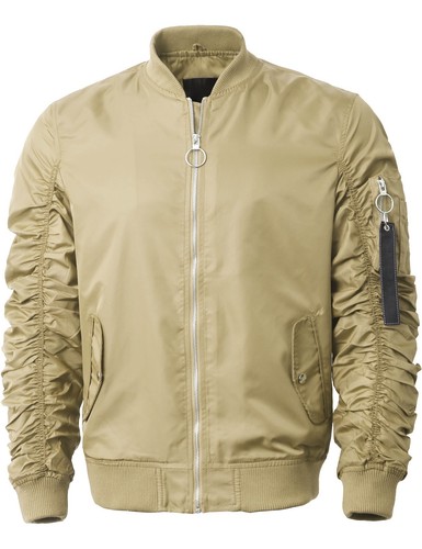 GIACCA BOMBER DA UOMO Windbreaker Zip Up Casual Lishgt Manica Raccolta ARRICCIATA - Foto 19 di 32