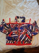 Lavon vintage 80S Polyester Windbreaker Size Medium Petite Red White And Blue