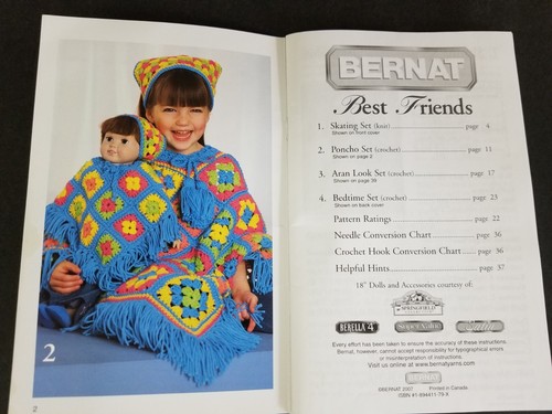 Best Friends Knit/Crochet Girls' & Dolls' Outfits by Bernat #530112 Four Styles - Picture 2 of 3