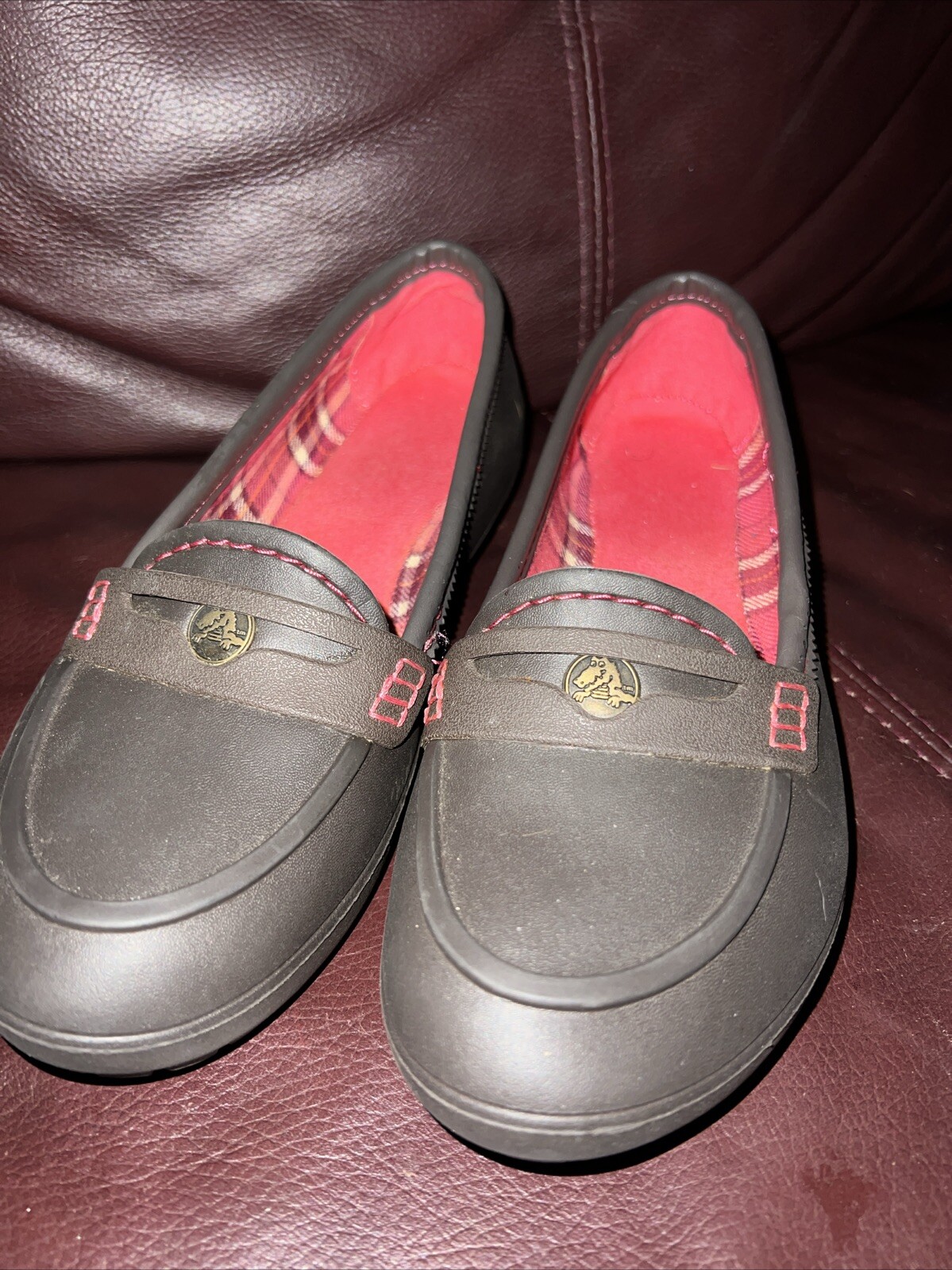 Crocs Womens Lano Penny Loafer Size 8 Plaid Comfort Slip-On-image