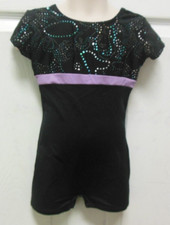 NWT Body Wrappers Black Multi-Color Foil Short Unitard Girls Small 4-6 3563
