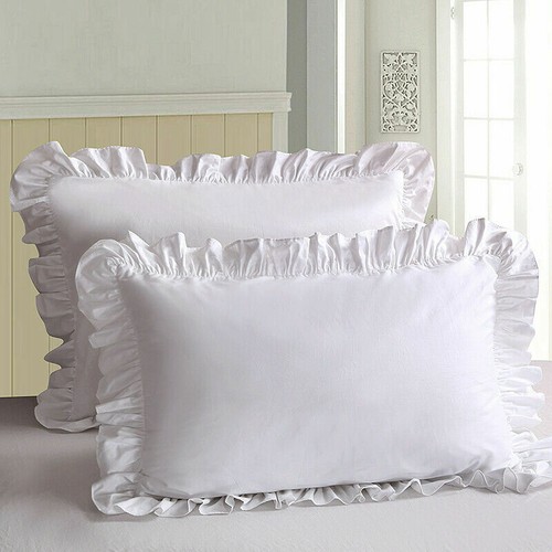 1 X 100% Cotton Pillowcase Ruffle Frill Pillow Case White Cover Lolita Vintage - Picture 2 of 5
