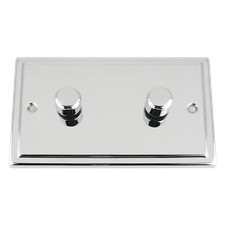 Polished Chrome Trimline Dimmer Switch 1/2/3/4 Gang 2 Way 400W 
