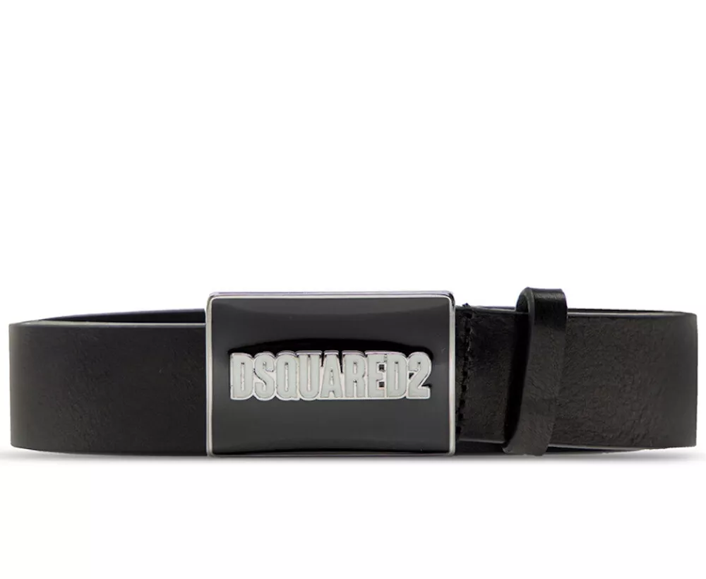 Dsquared2 logo-plaque leather belt - Black