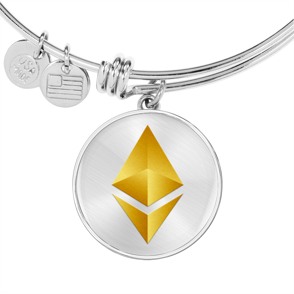 Ethereum Cryptocurrency Black Gold Bracelet Stainless Steel or 18k Gold  Circle