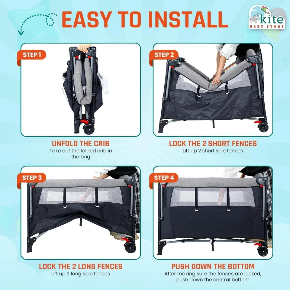 Cuna de bebé 5 en 1 - Cuna portátil, cama de cabecera, cambiador de pañales y más Foto 3 de 4