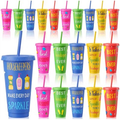 Romooa 24oz Housekeeping Week Appreciation Cup with Straw