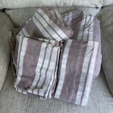 Striped Flannel Sheet Set Mauve White Plaid Soft Bedding 4 Piece Queen