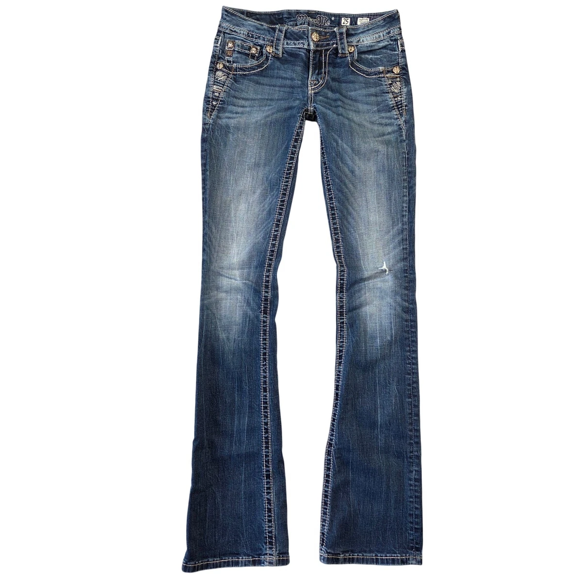 Miss Me スタッド付ローライズブーツカットデニム25 Miss Me Regular Size Low (6.5-8.5 in) Rise Jeans for Women for