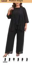 LaiAnXin Elegant Plus Size 3 Piece Mother of The Bride Pant Suits with Laces. 16