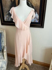 Women's Twinset Peach Pink High Low Ruffle Dress Size 6