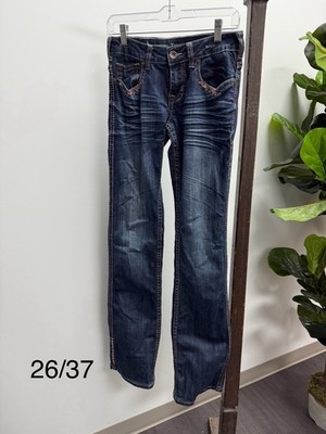 Cowgirl Tough Co. Women's Barbed Wire Pockets Boot Cut Jeans Size W26 L37
