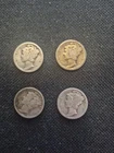 4 Vintage 1927 S Silver Mercury Dimes