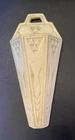 Vintage Roseville Arts &  Crafts Wall Pocket Cream Green Accents Small Chip Back