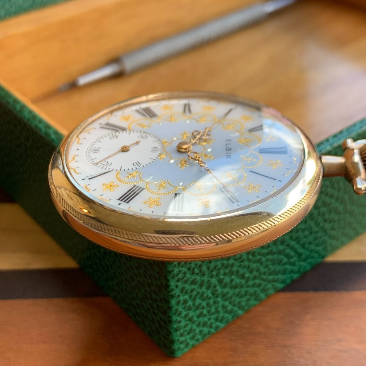 1912 Elgin Grade 311 Fancy Gilt Dial 12S 7J Gold Filled Pocket