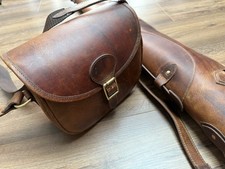 Cartridge Bag Gun Slip Leather Handmade Distressed Cowhide Top Grain leather .UK