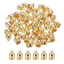 50-Pack Tassel Cord End Caps, 8.8mm ID Kumihimo End Tip Light Gold 