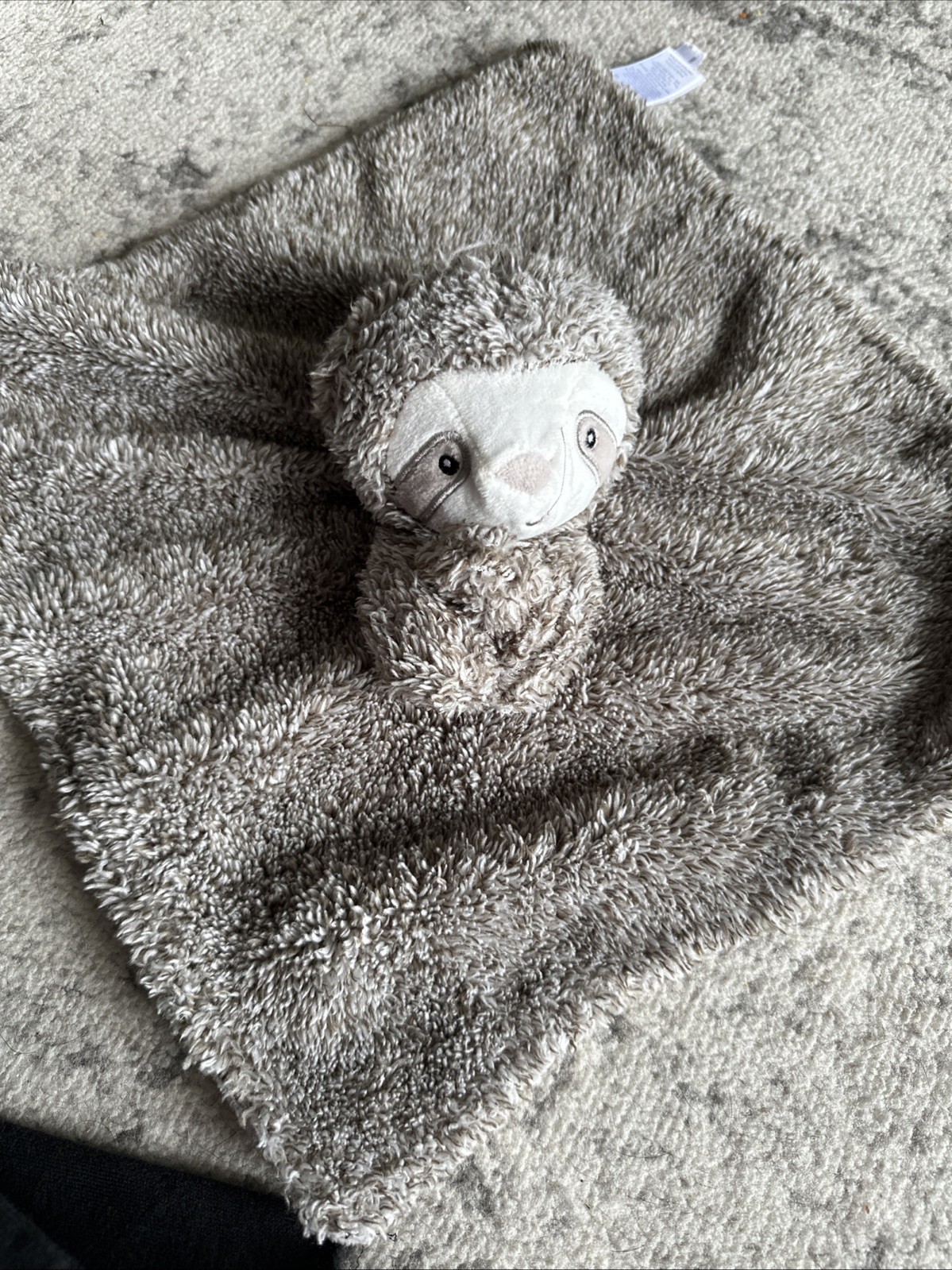 Carters Gray Brown Tan Sloth Shaggy Security Blanket Plush Baby Lovey Lovie