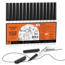 Ultra Fine Dry Erase Markers, 15 Pack Black Whiteboard Markers with Erase, Dr...