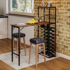Tall Kitchen Island Table with Foldable Tabletop-Brown Bar Table