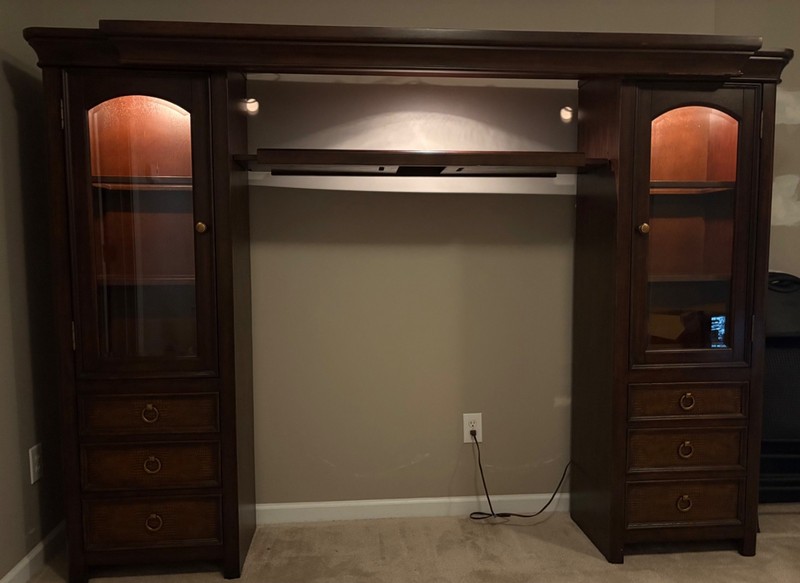 Solid wood entertainment center wall unit