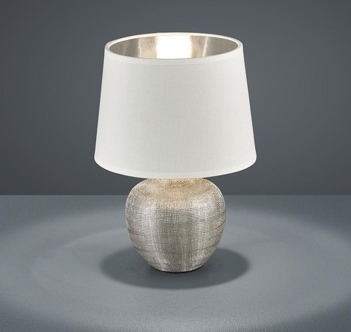 Nachttischleuchte Tischlampe Keramik Wohnzimmerlampe Leseleuchte Stoff H 26 cm - Bild 8 von 8