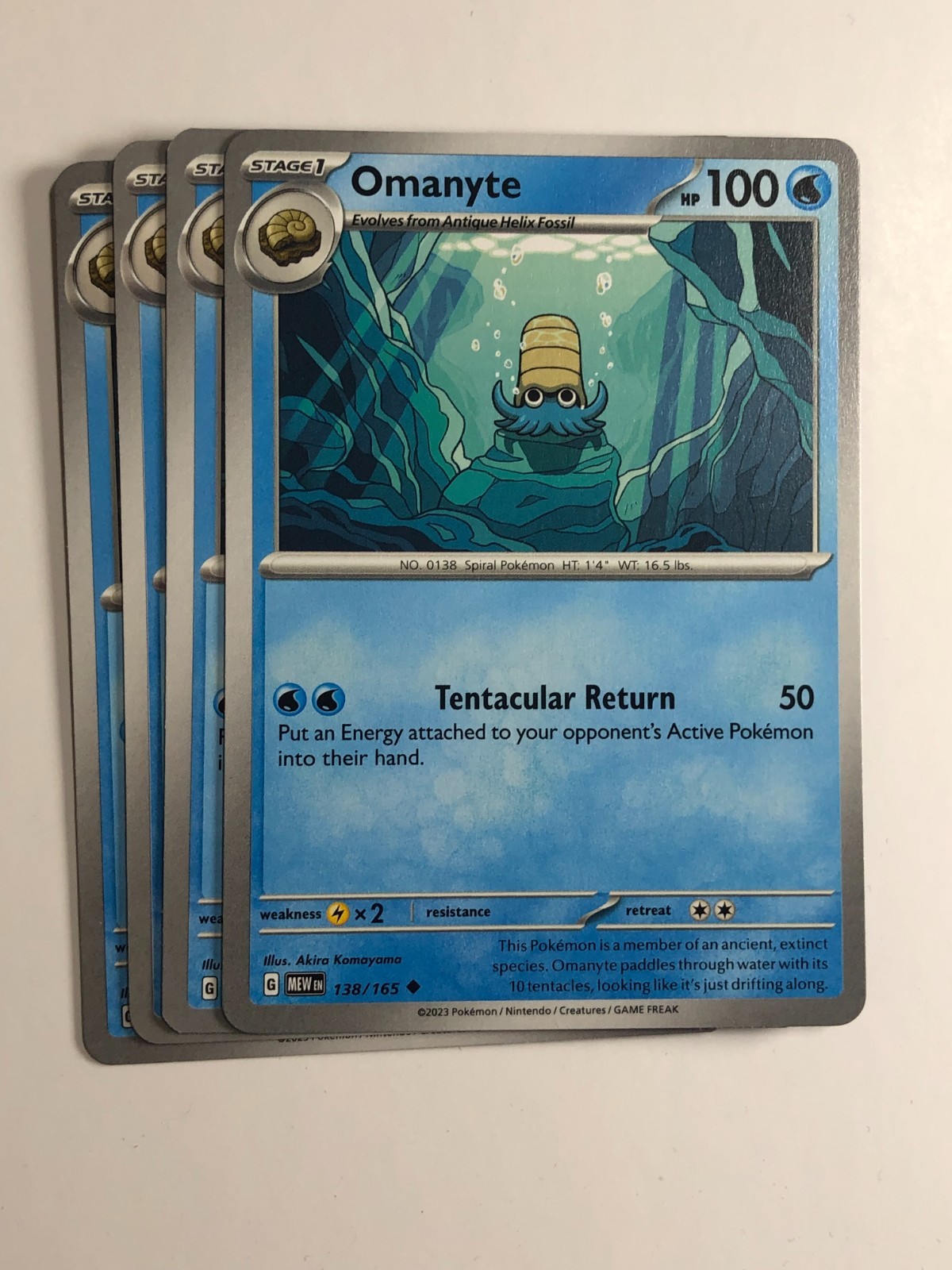 Pokemon TCG 151 4x Playset Omanyte 138/165 Near Mint