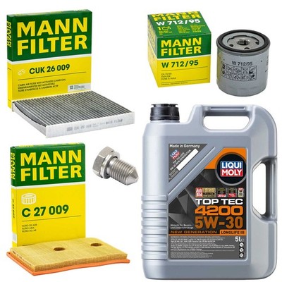5L Öl Set Inspektion Luft-Innenraum Ölfilter Ölschraube für Audi A3 1.4 TFSI 