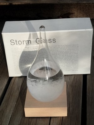 Storm Glass Weather Predictor, Weather Station Weather Forecaster with Wood Base