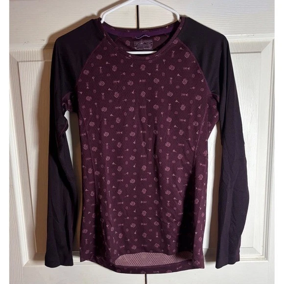 Patagonia Capilene Midweight Base Layer Top Womens Small Purple Floral Print