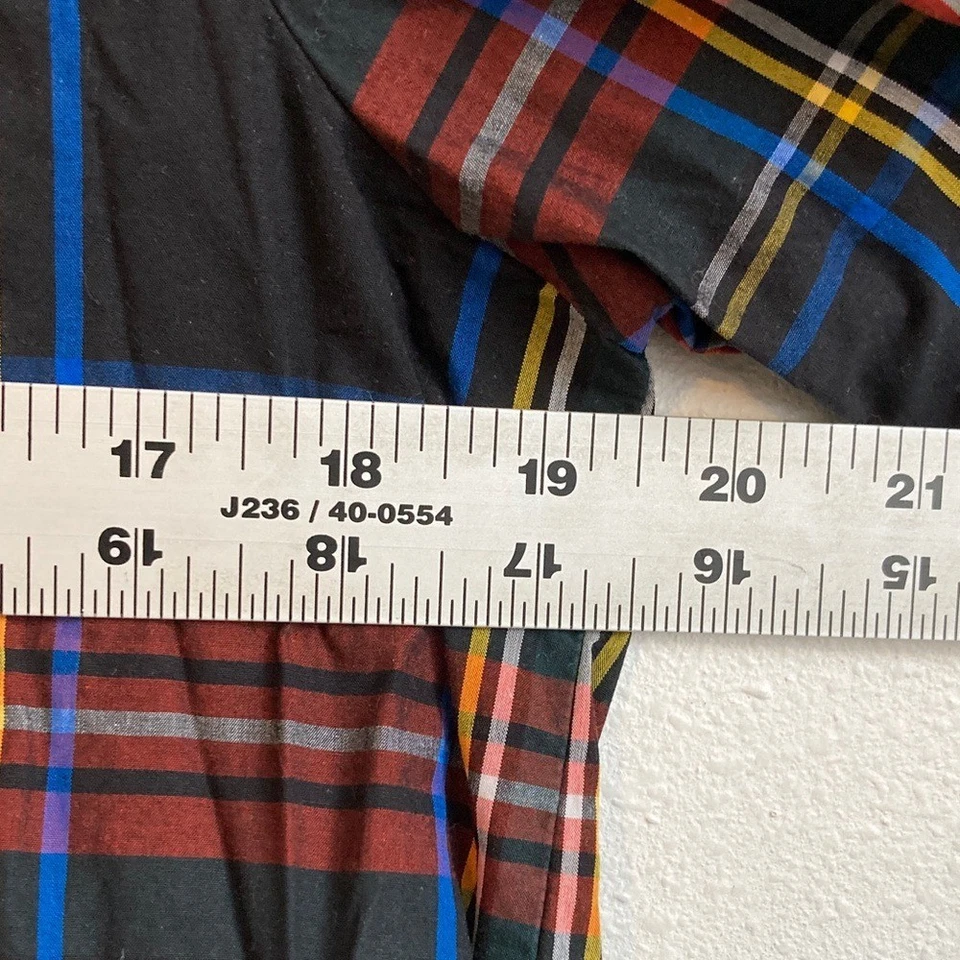 J Crew Shirt Plaid with Velvet Black Trim Small Red - Image 2 of 4