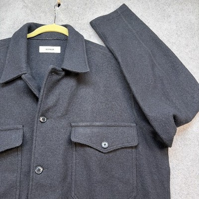 Buck Mason Felted Field Overshirt Shacket Black Merino Wool Men s XXL