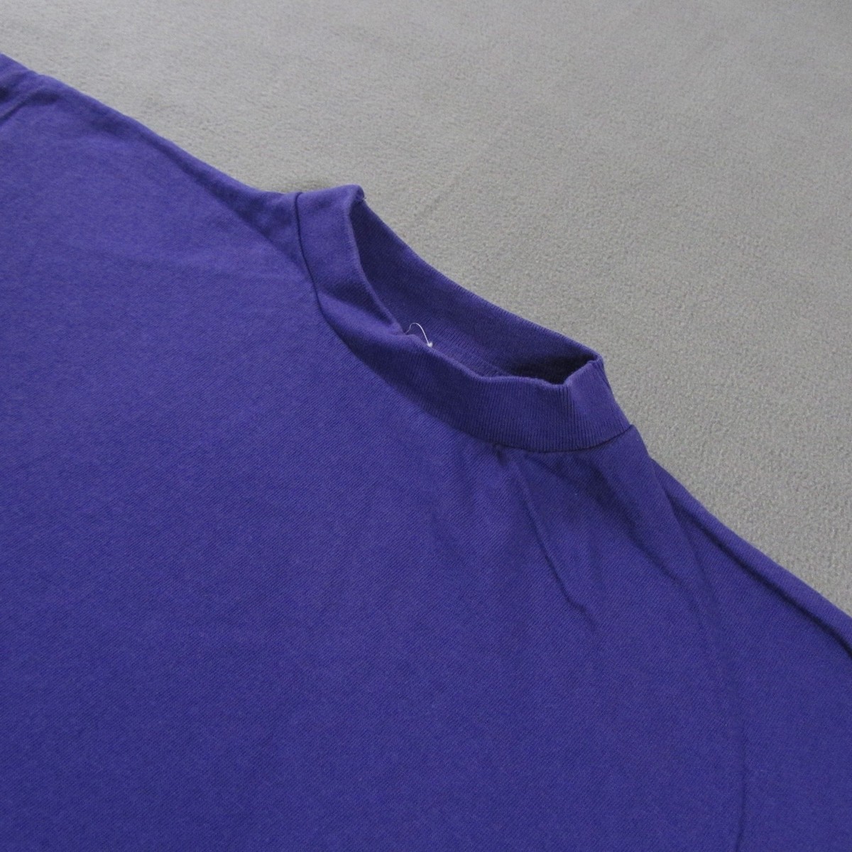 Vntg USA Basic T Shirt Mens Large Single Stitch Purple Box Fit View 2